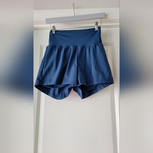 EUC-Halara Super High Waisted 2-in-1 Yoga Shorts 2.5in Majolica Blue Size S